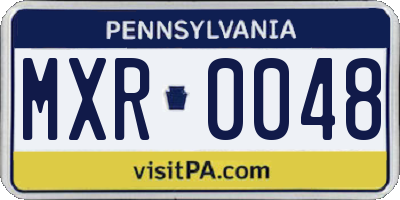PA license plate MXR0048