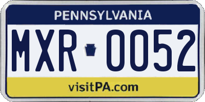 PA license plate MXR0052