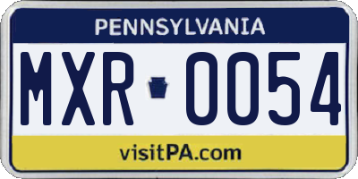 PA license plate MXR0054