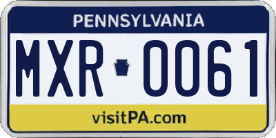 PA license plate MXR0061