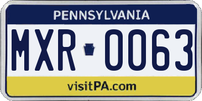 PA license plate MXR0063