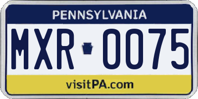 PA license plate MXR0075