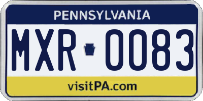 PA license plate MXR0083