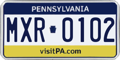 PA license plate MXR0102