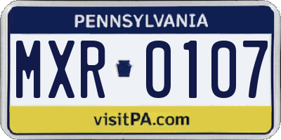 PA license plate MXR0107