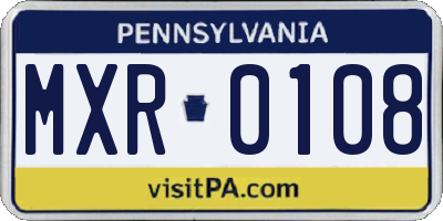 PA license plate MXR0108