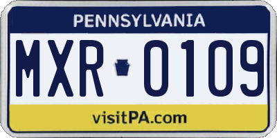 PA license plate MXR0109