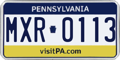 PA license plate MXR0113
