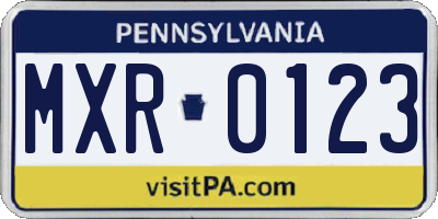 PA license plate MXR0123