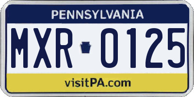 PA license plate MXR0125