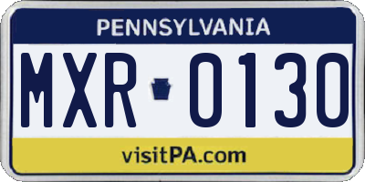 PA license plate MXR0130