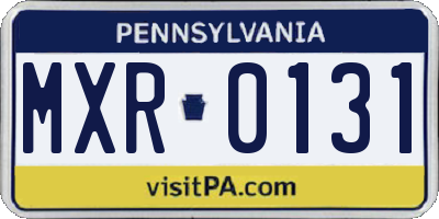 PA license plate MXR0131