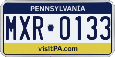 PA license plate MXR0133