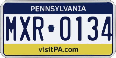 PA license plate MXR0134