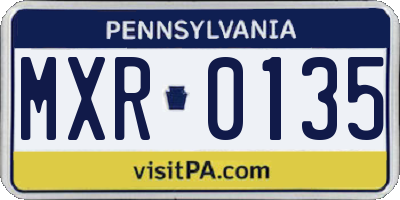 PA license plate MXR0135