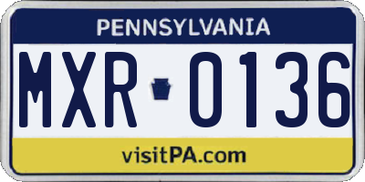 PA license plate MXR0136