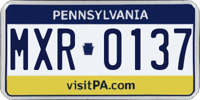 PA license plate MXR0137