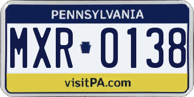 PA license plate MXR0138