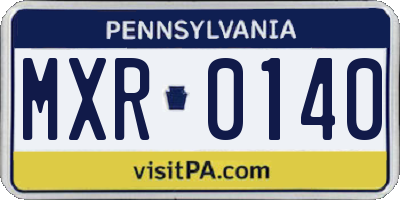 PA license plate MXR0140