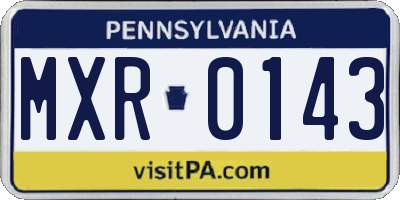 PA license plate MXR0143