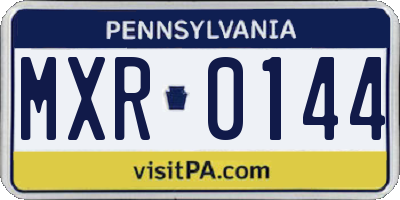 PA license plate MXR0144