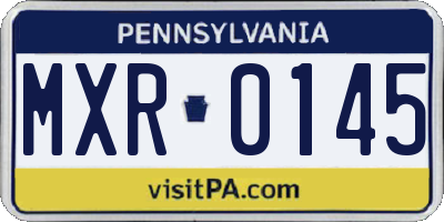 PA license plate MXR0145
