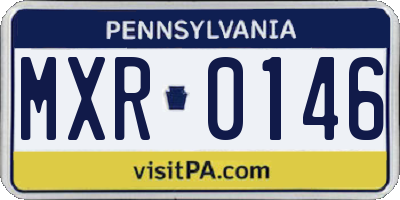 PA license plate MXR0146
