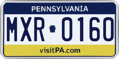 PA license plate MXR0160