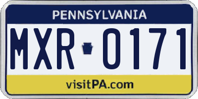 PA license plate MXR0171