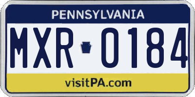 PA license plate MXR0184
