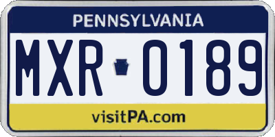 PA license plate MXR0189