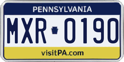 PA license plate MXR0190