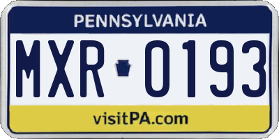 PA license plate MXR0193