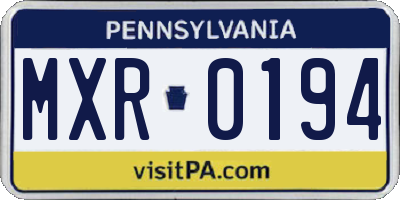 PA license plate MXR0194