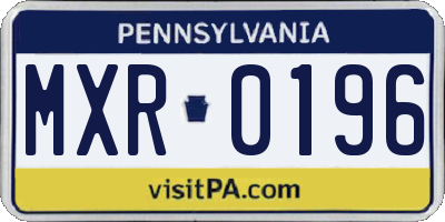 PA license plate MXR0196