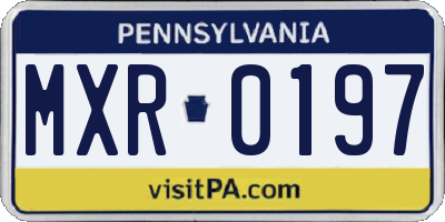 PA license plate MXR0197