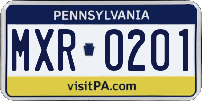 PA license plate MXR0201