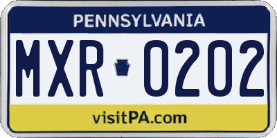 PA license plate MXR0202