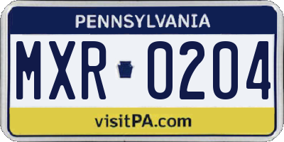 PA license plate MXR0204