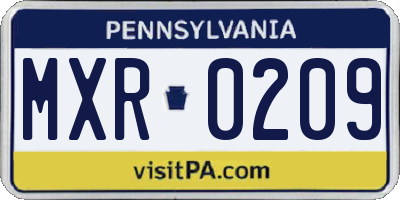PA license plate MXR0209