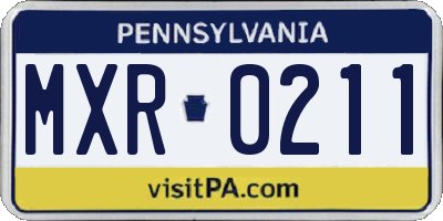 PA license plate MXR0211