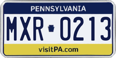 PA license plate MXR0213