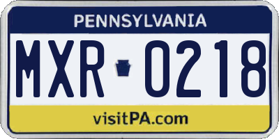 PA license plate MXR0218