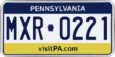 PA license plate MXR0221