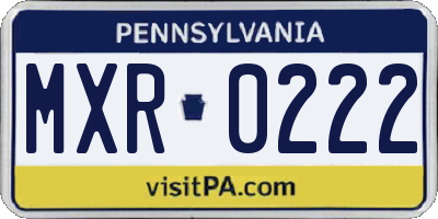 PA license plate MXR0222