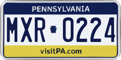 PA license plate MXR0224
