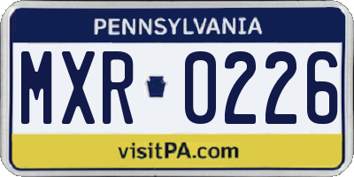 PA license plate MXR0226
