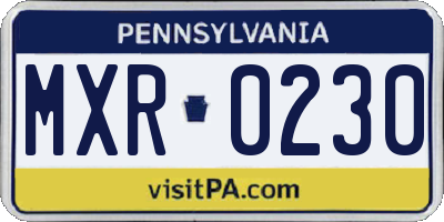 PA license plate MXR0230