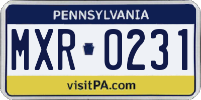 PA license plate MXR0231