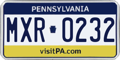 PA license plate MXR0232